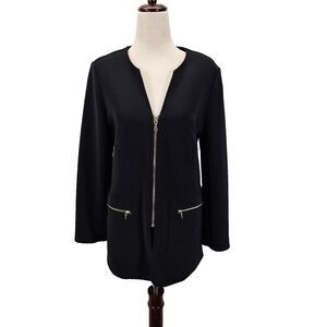 Chico's‎ Travelers Jacket Womens 0 Full Zip Black Cardigan Work Career Coat EUC